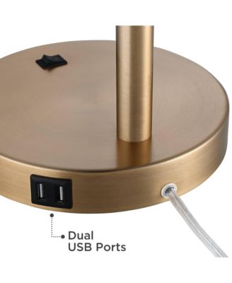 Colborne Modern Mid Century Desk Table Lamp 28" Tall Antique Brass Black with USB Charging Port LED for Bedroom Living Room Bedside Kids