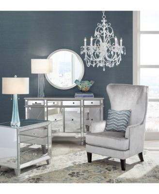 Marcus 30" Tall Tapered Column Large Modern Coastal End Table Lamp Clear Glass Single White Shade Living Room Bedroom