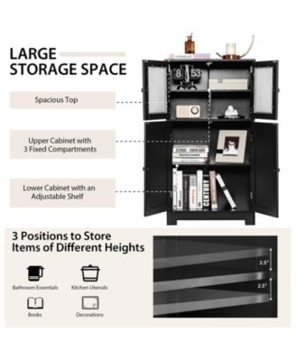 Bathroom Floor Storage Cabinet Kitchen Cupboard w/Doors&Adjustable Shelf