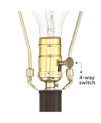 Henson Industrial Floor Lamp 63" Tall Bronze with LED Nightlight Earthy Fabric Drum Shade for Living Room Bedroom Office House Home