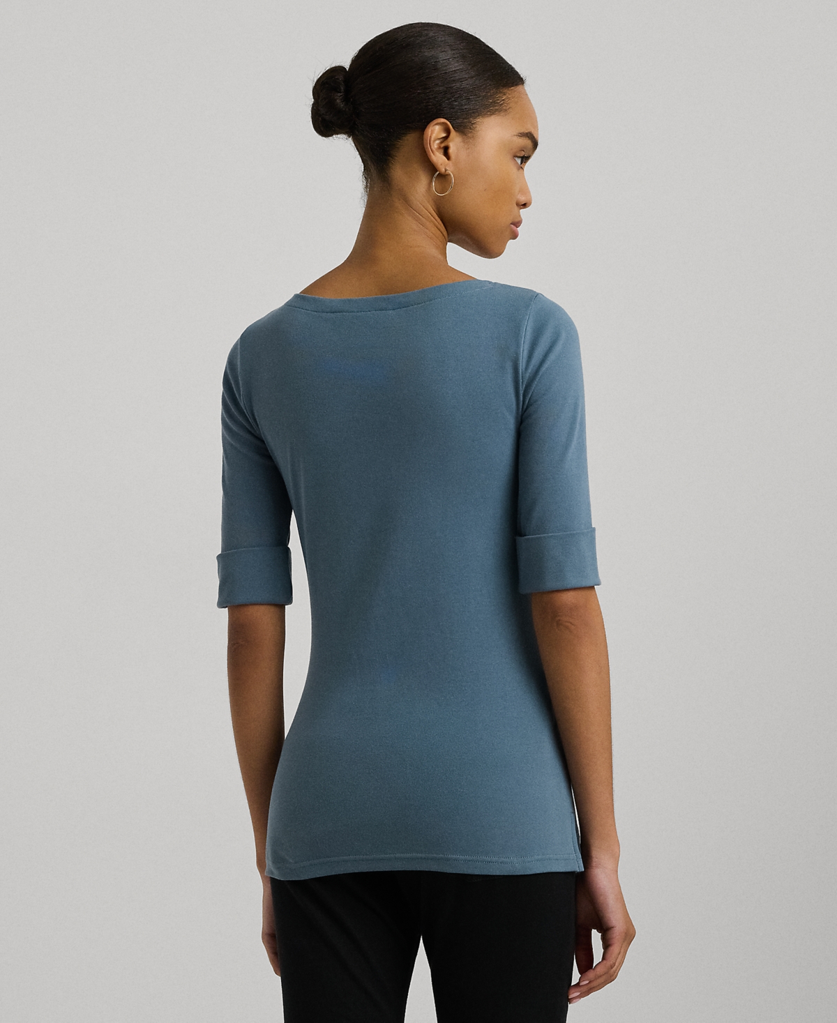 Lauren Ralph Lauren Petite Boat-Neck Elbow-Sleeve Tee