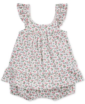 Baby Girls Floral Cotton Jersey Top & Bloomer Set