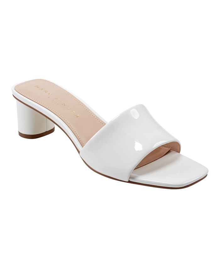 MARC FISHER Womens Silver Knot Comfort Dellian Square Toe Slip On Leather Heeled M