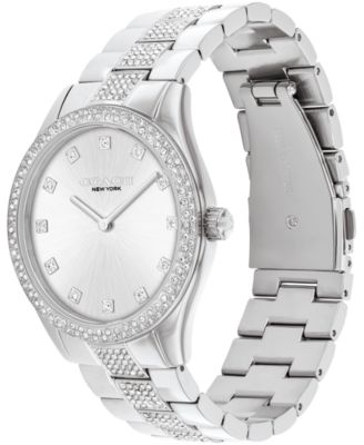 Unisex Silver Brooks Stainless Steel Crystal Watch 38mm