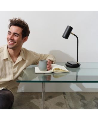 Ezra 16.5" LED Table Lamp with Wireless Charging Pad and Rotating Shade