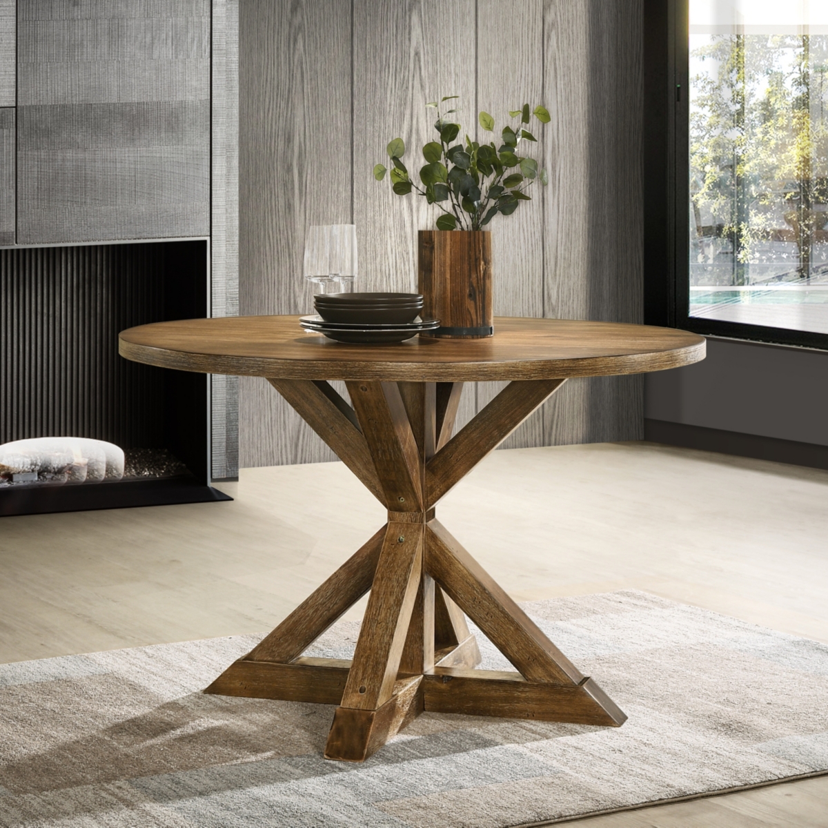 Streamdale Furniture Windvale Cross-Buck Base Dining Table