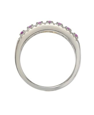 Suzy Levian Sterling Silver Sapphire & Created White Sapphire Color-Pop Half Band Ring