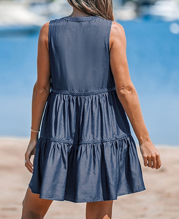 CUPSHE Women's Embroidered Tassel Neck Mini Beach Dress - Macy's