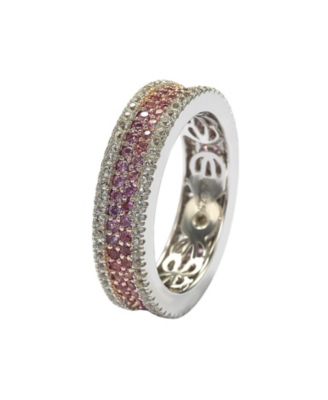 Suzy Levian Sterling Silver Sapphire & Created White Sapphire Pave Eternity Band