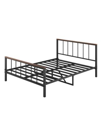 Queen Metal Platform Bed with Headboard and Footboard