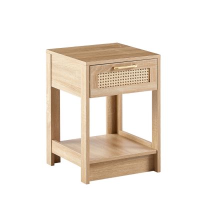 Streamdale Natural Rattan End Table with Drawer