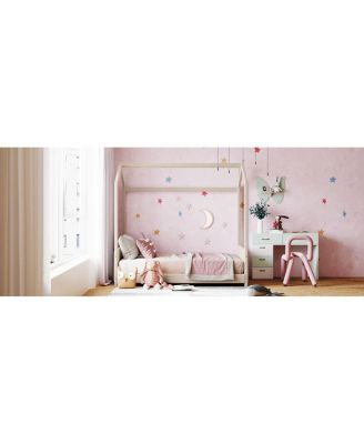 Twin Size Velvet House Bed Wood Bed