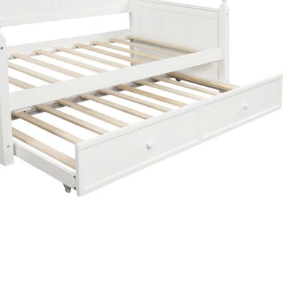 Twin Size Wood Daybed With Twin Size Trundle
