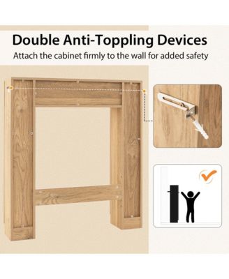 Over The Toilet Storage Cabinet Double Door Bathroom Toilet Storage Organizer