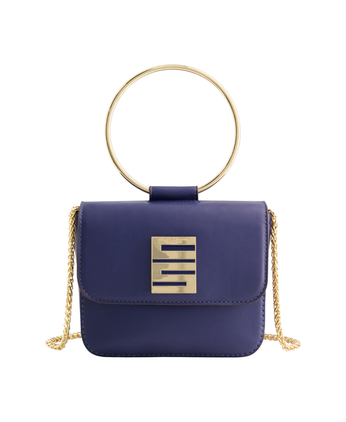 Ring Handle Mini Flap Crossbody - Blue