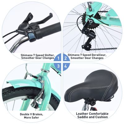 Streamdale 7 Speed Bicycles, Multiple Colors 26"Inch Beach Cruiser Bike