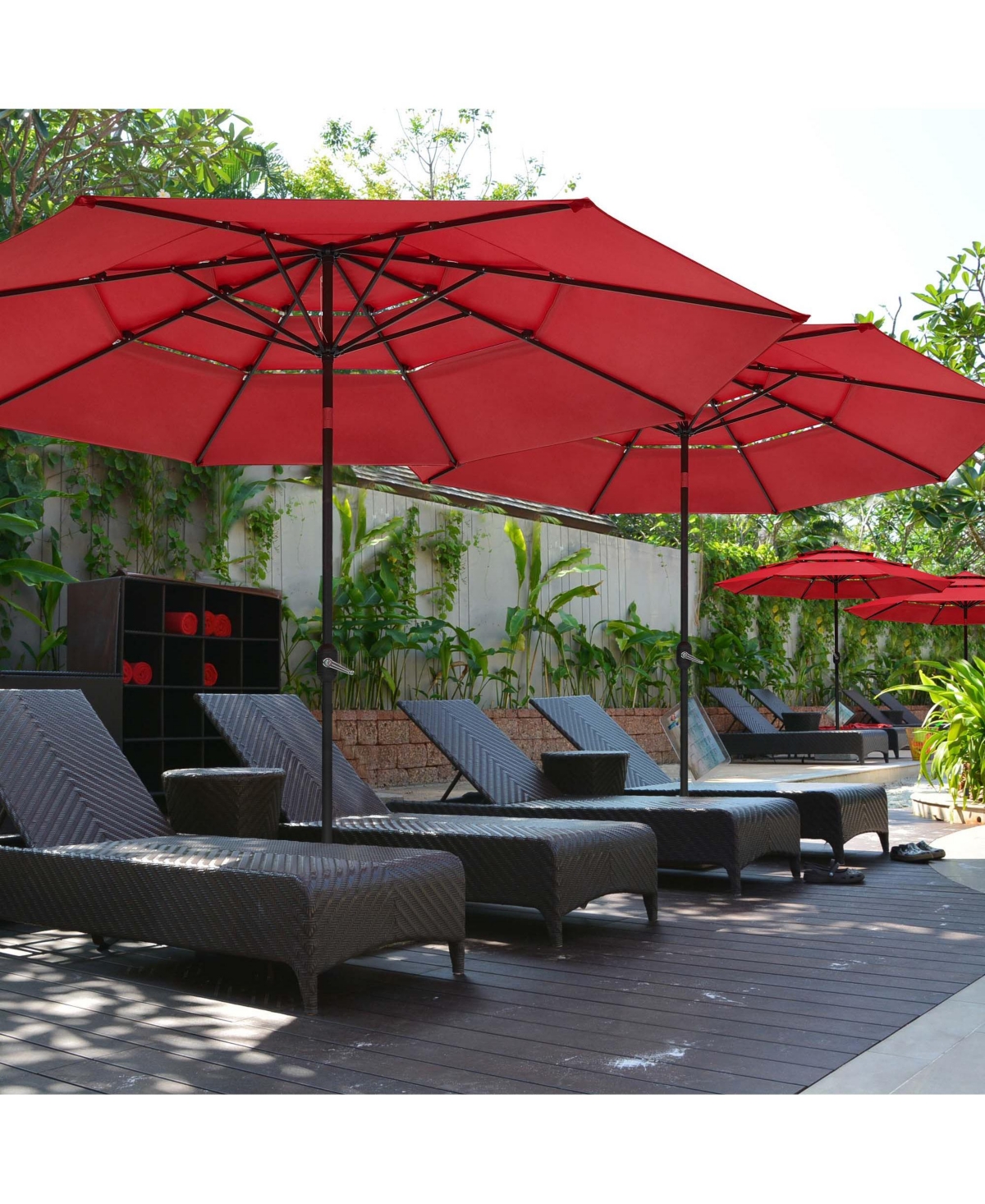 Yescom 3 Tier Patio Umbrella with Crank Handle Push to Tilt Outdoor Yard, Orange