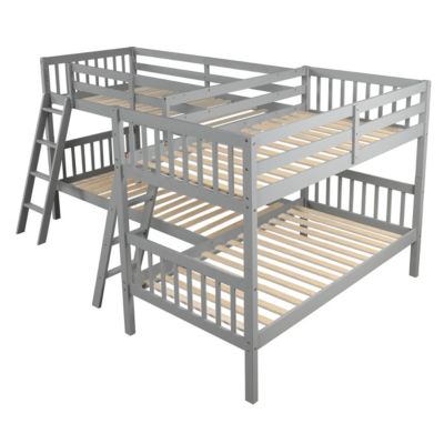 L-Shaped Bunk Bed With Ladder, Twin Size