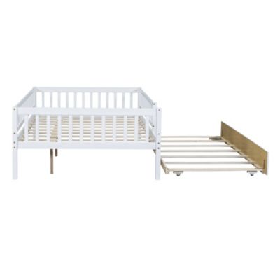 Full Size Wood Daybed With Trundle And Fence