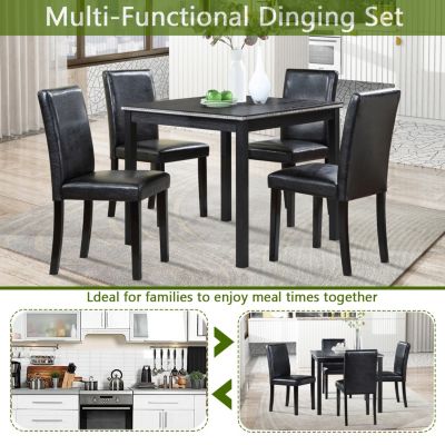  Contemporary Elegance Wooden Dining Table and Upholstered Chairs