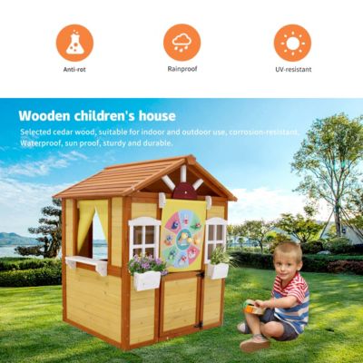 Streamdale Kids Wooden Outdoor Playhouse with Working Doors and Windows