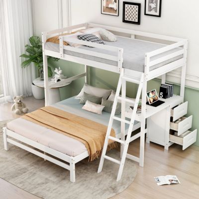 Streamdale Twin Over Full Bunk Bed With Built-In Desk And Three Drawers