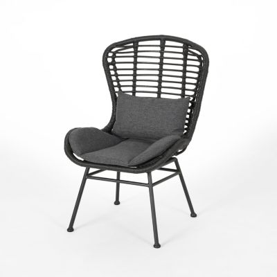 Streamdale Modern Rattan Accent Chair with Water-Resistant Cushions