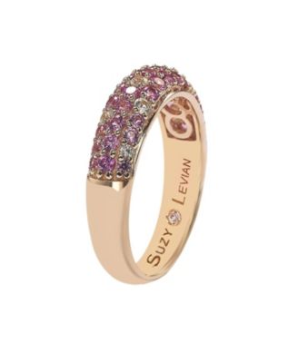 Suzy Levian Sterling Silver Sapphire & Created White Sapphire Pave Half Band Ring