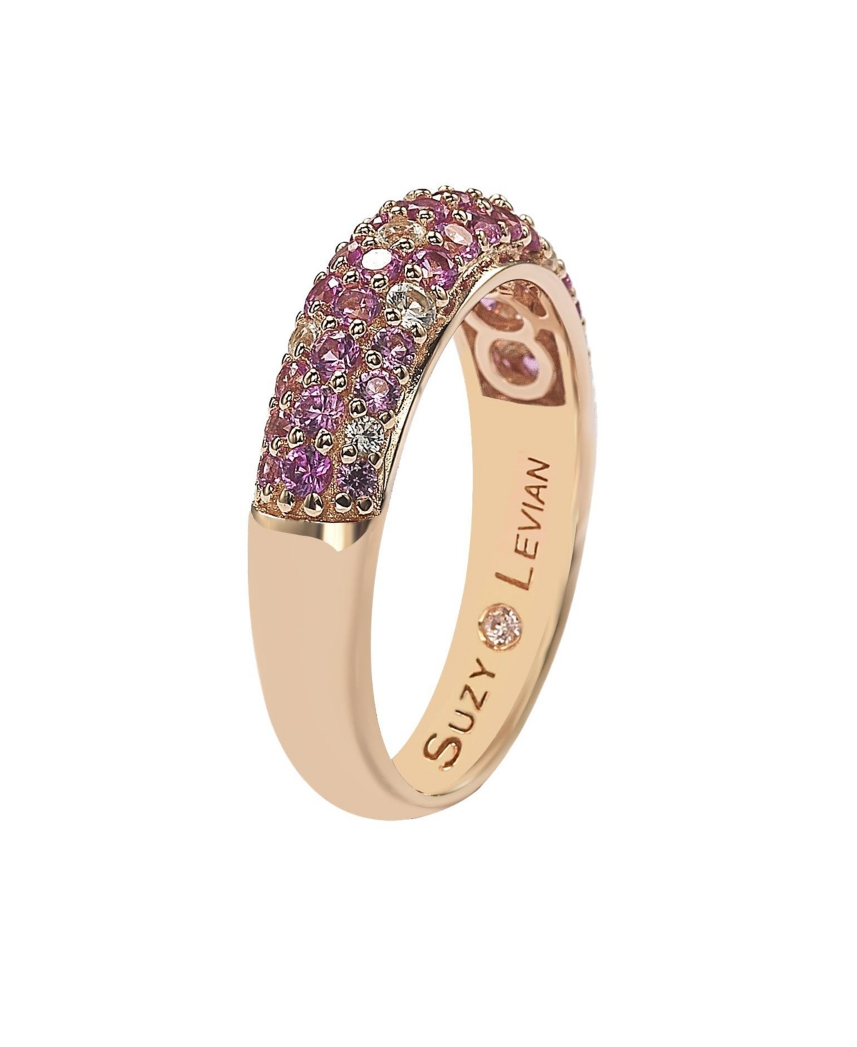 Suzy Levian New YorkSapphire & Lab-Grown White Sapphire Pave Half Band Ring in Sterling Silver by Suzy Levian - Pink