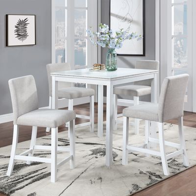 Streamdale Elegant Wooden Counter Height Dining Set with Upholstered Chairs