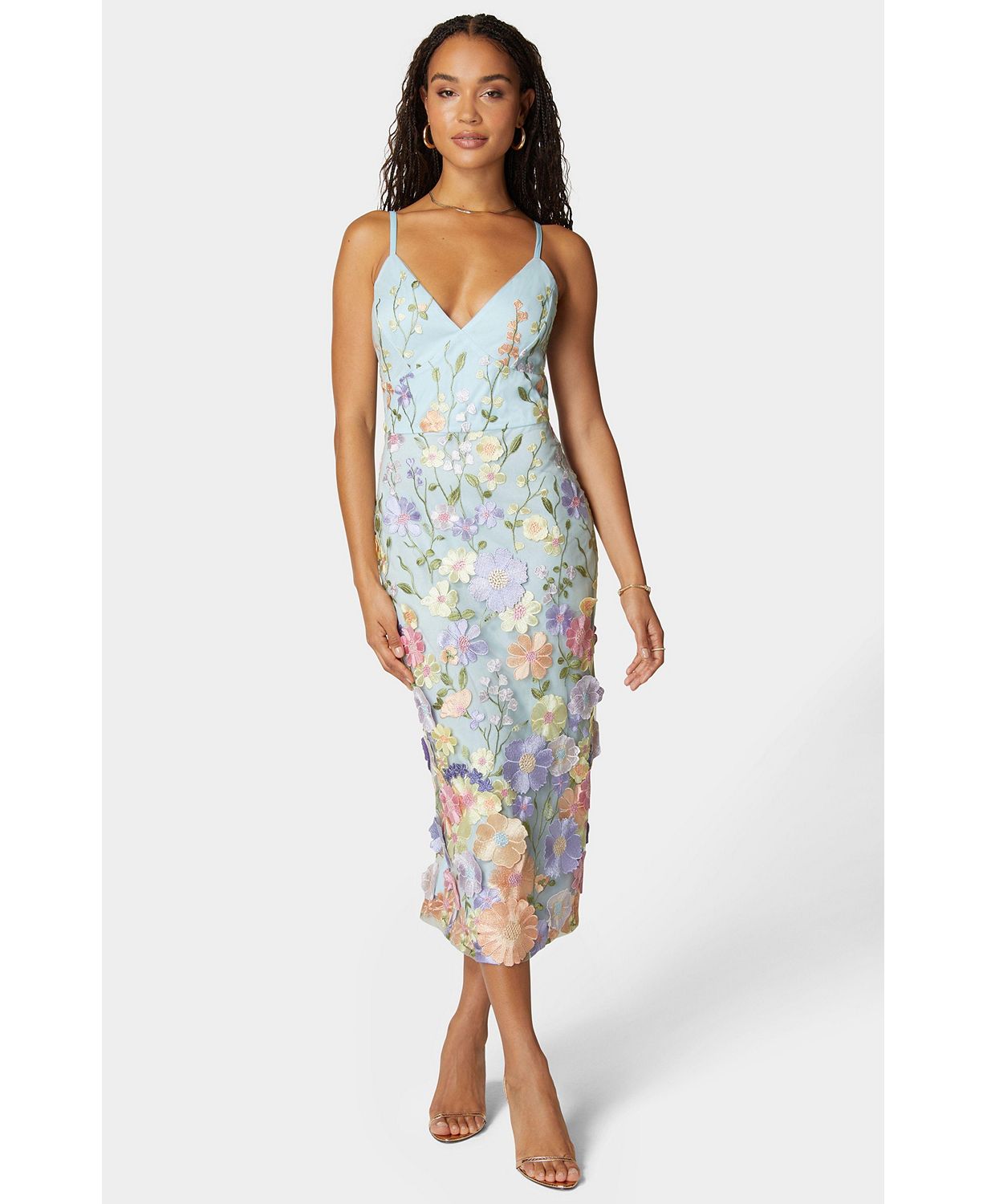 Women's Floral Embroidered Midi Dress