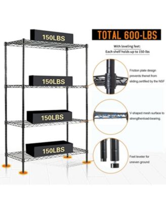 4-Tier Steel Kitchen Storage Shelf Storage Pantry Organizer in Black