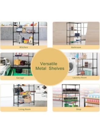 4-Tier Steel Kitchen Storage Shelf Storage Pantry Organizer in Black