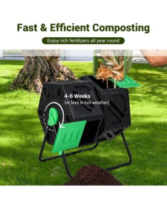 Dual Chamber Garden Compost Tumbler with Sliding Doors