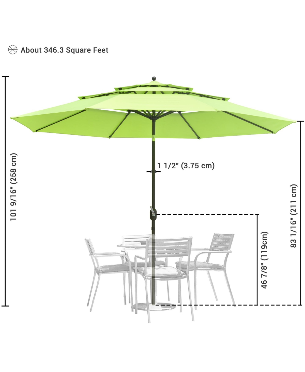 Yescom 3 Tier Patio Umbrella with Crank Handle Push to Tilt Hotel Pool