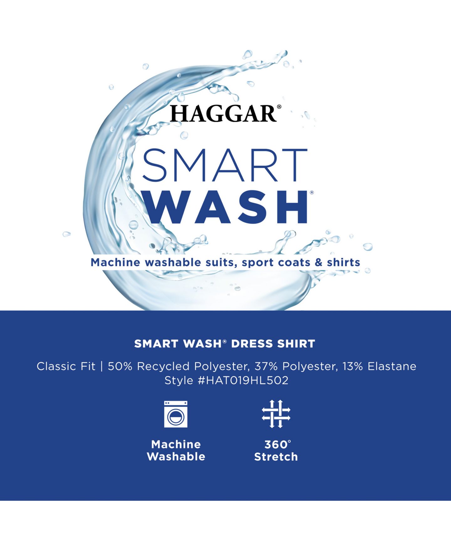 Мужская рубашка Haggar Classic-Fit Smart Wash Dress Shirt, цвет: Чёрный клетчатый — фото 7