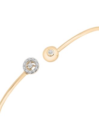 Diamond Halo Cuff Bangle Bracelet (1/10 ct. t.w.) in 10k Gold or 10k White Gold, Created for Macy's
