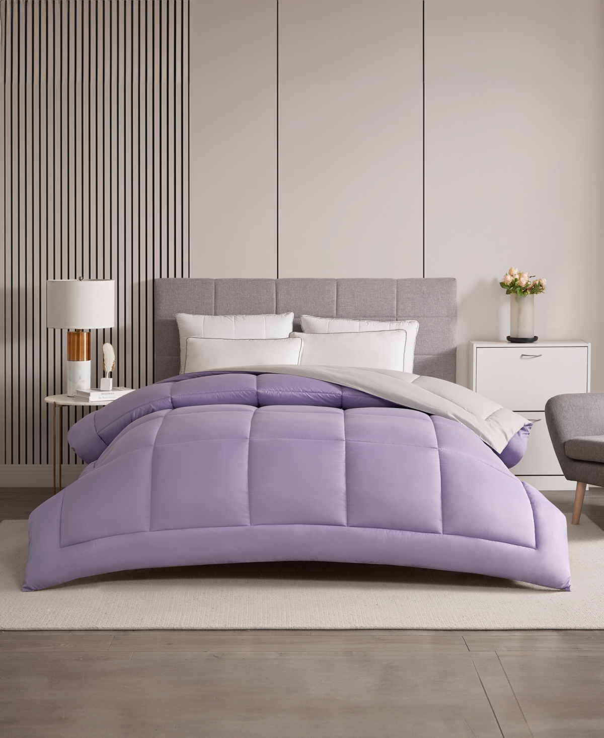 Royal Luxe Reversible Down Alternative Comforter, Full/queen, Exclusively At Macy's In Lilac,platinum