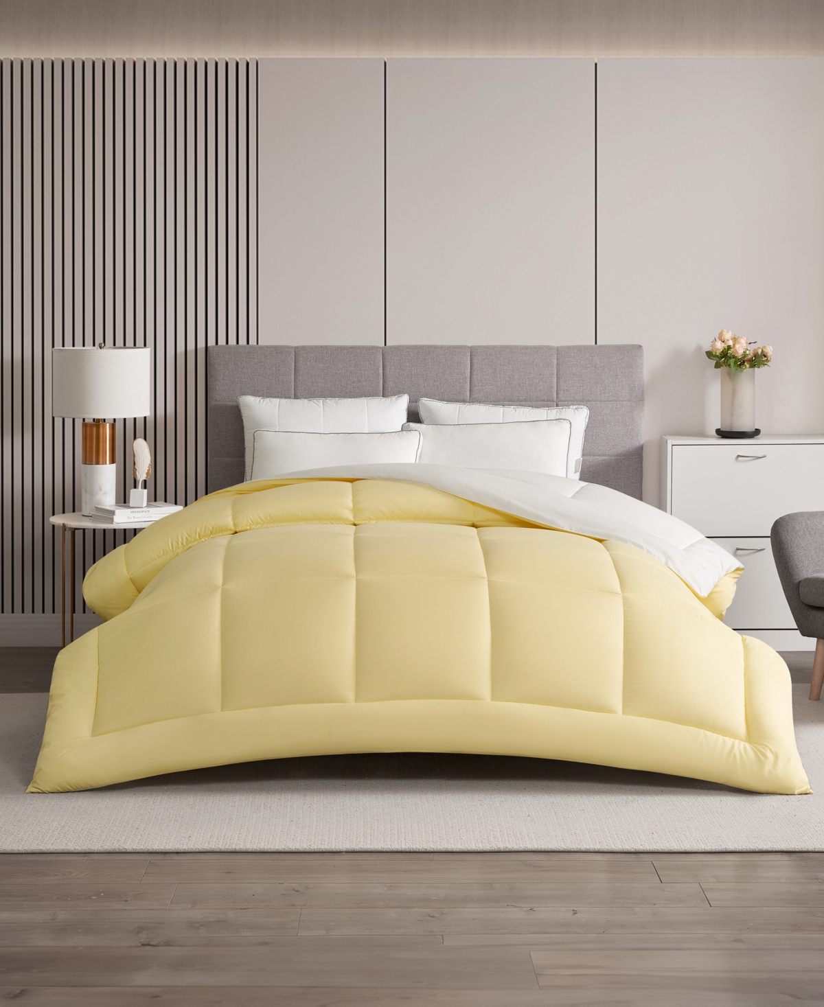 Royal Luxe Reversible Down Alternative Comforter, Full/queen, Exclusively At Macy's In Yellow,white