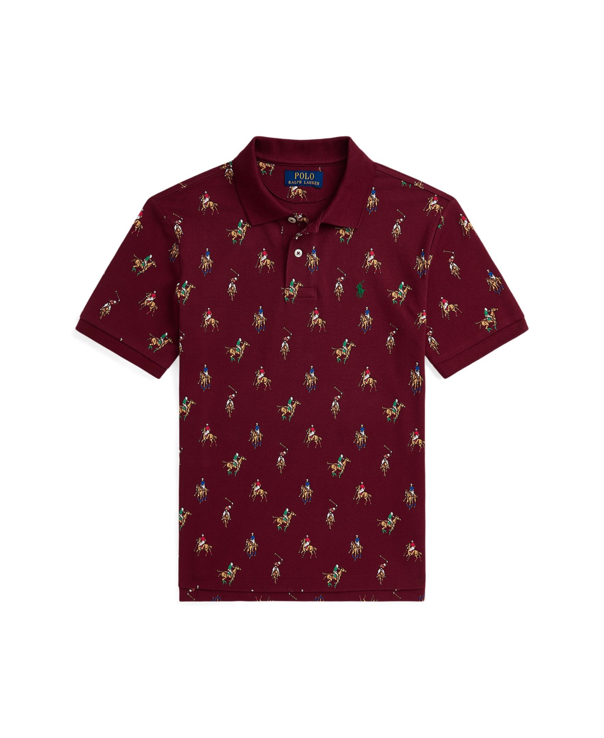 Polo Ralph Lauren Big Boys Equestrian-Print Cotton Mesh Polo Shirt