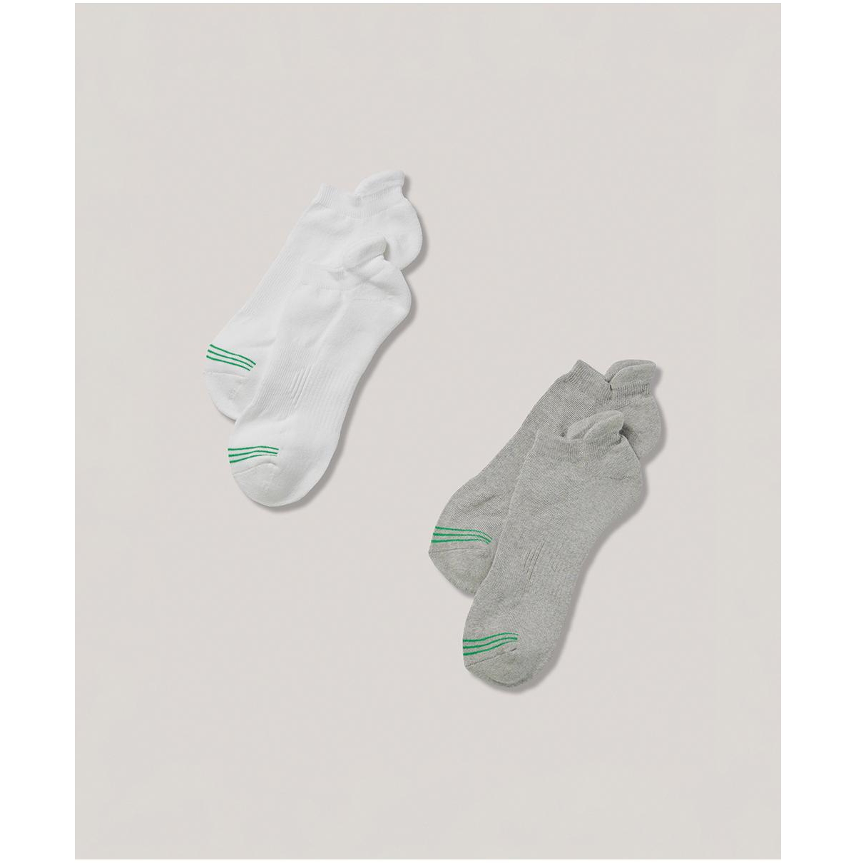 Men's Tabbed Ankle Socks 2-Pack Made With Organic Cotton - White/heather grey