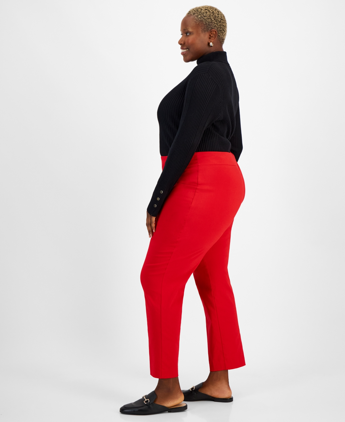 JM COLLECTION PLUS & PETITE PLUS SIZE TUMMY CONTROL PULL-ON SLIM-LEG PANTS, EXCLUSIVELY AT MACY'S 