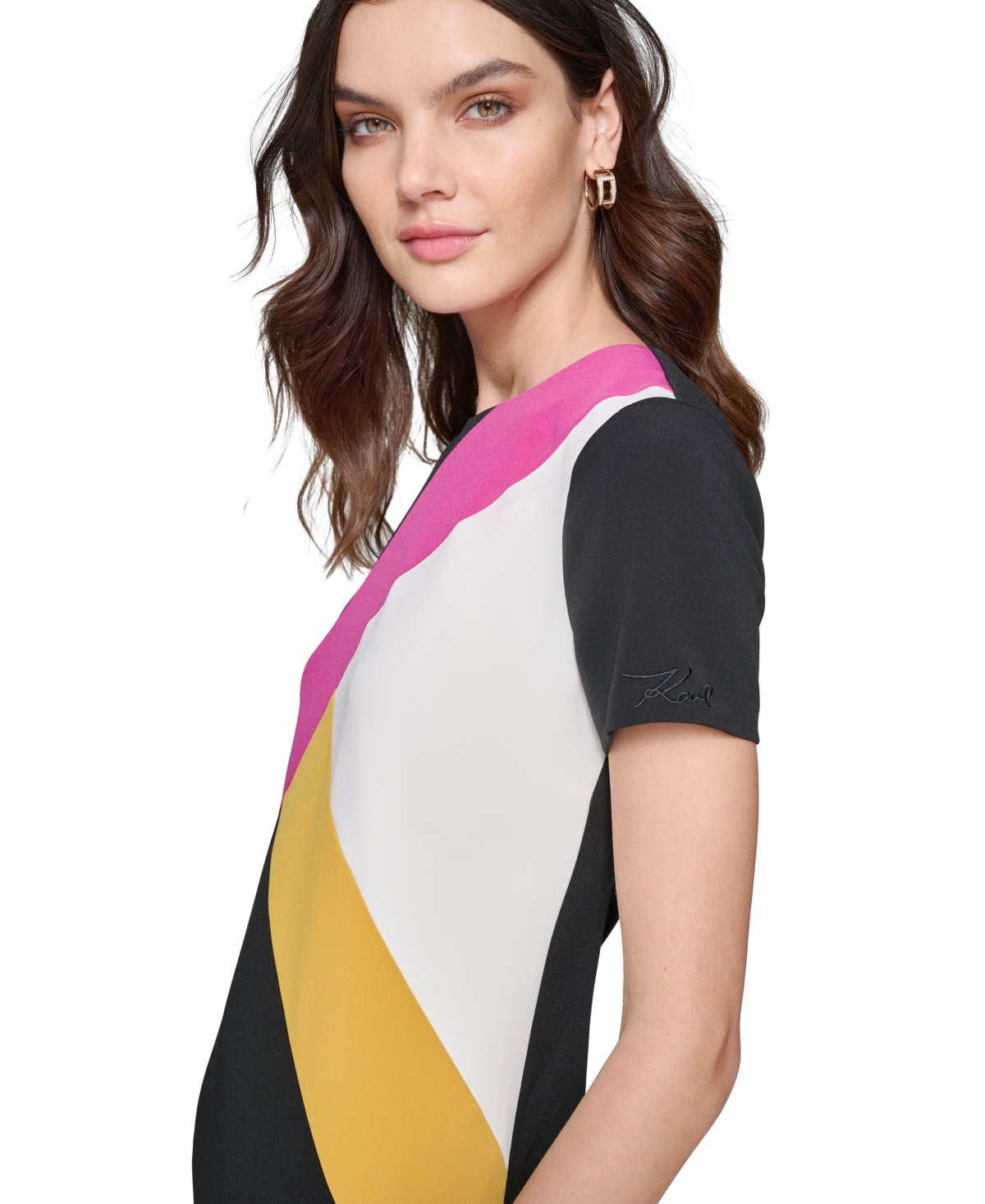 Karl Lagerfeld Paris Women's Petite Colorblocked Sheath Dress