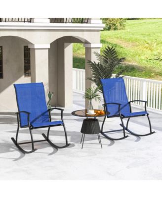 2 Pieces Outdoor Rocking Chairs with Breathable Backrest