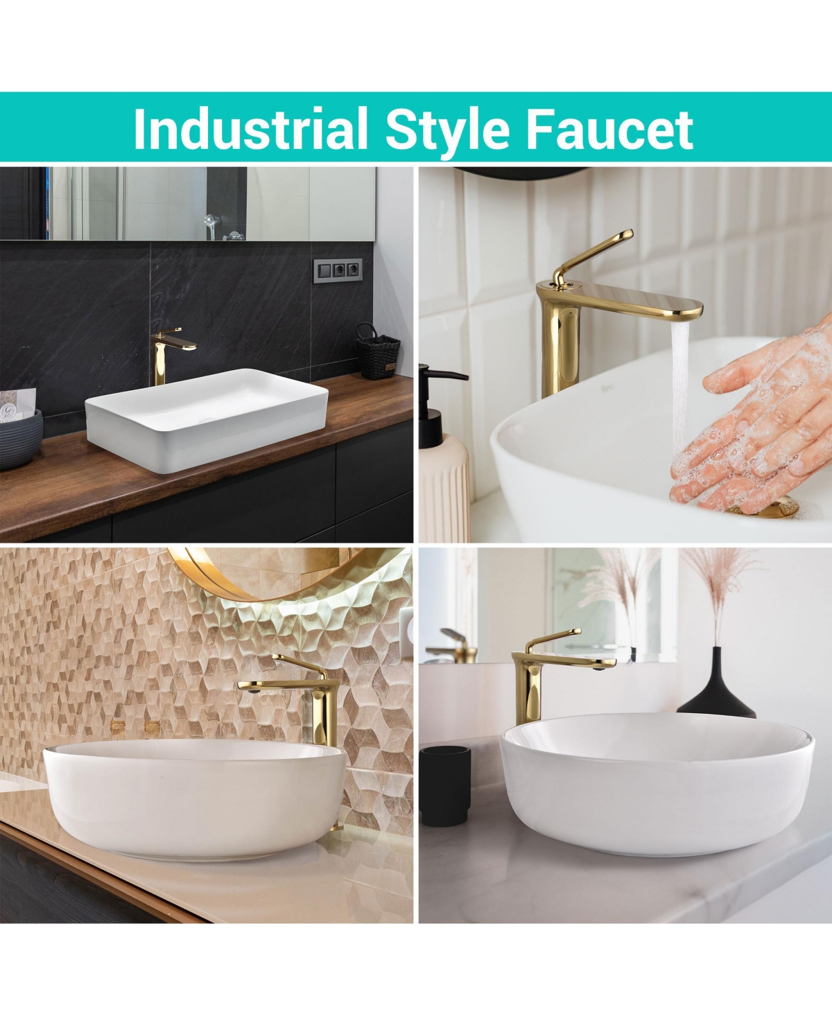 Aquaterior Single Handle Bathroom Vessel Sink Faucet Rv Lavatory Vanity Mixer Tap Gold