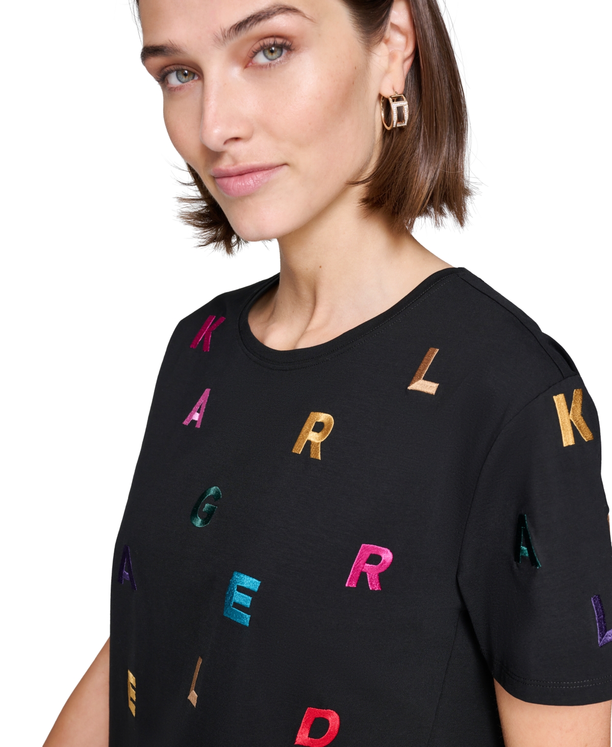 Karl Lagerfeld Paris Women's Embroidered Logo T-Shirt