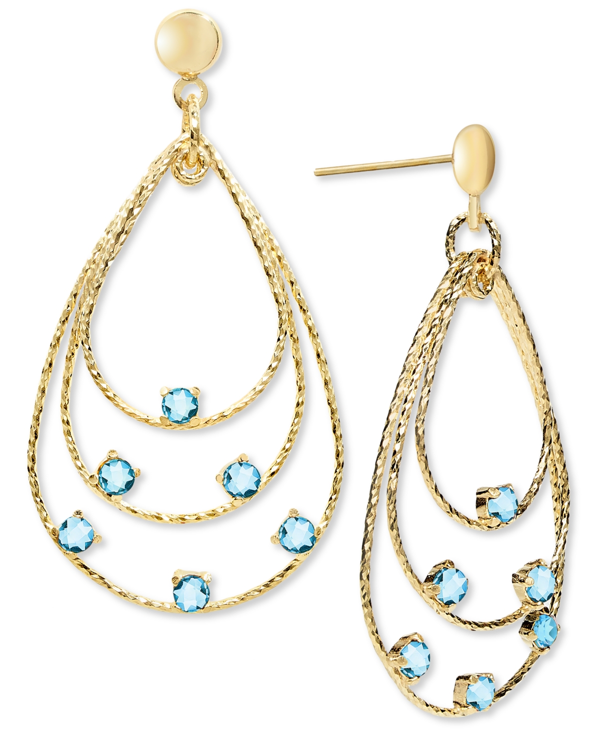 Rhodolite Garnet Triple Teardrop Drop Earrings (1-3/4 ct. t.w.) in 14k Gold over Sterling Silver (Also available in Citrine & - Blue Topaz