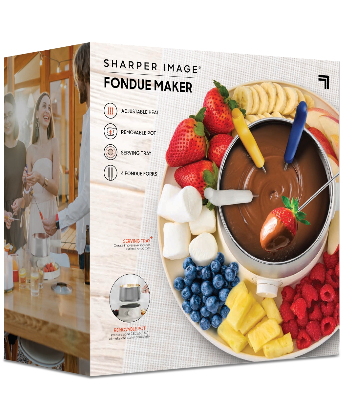 Sharper Image 1-qt. Electric Fondue Maker Set In White