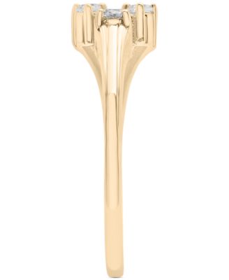 Diamond Three Stone Cuff Ring (1/10 ct. t.w.) in 10k Gold or 10k White Gold, Created for Macy's