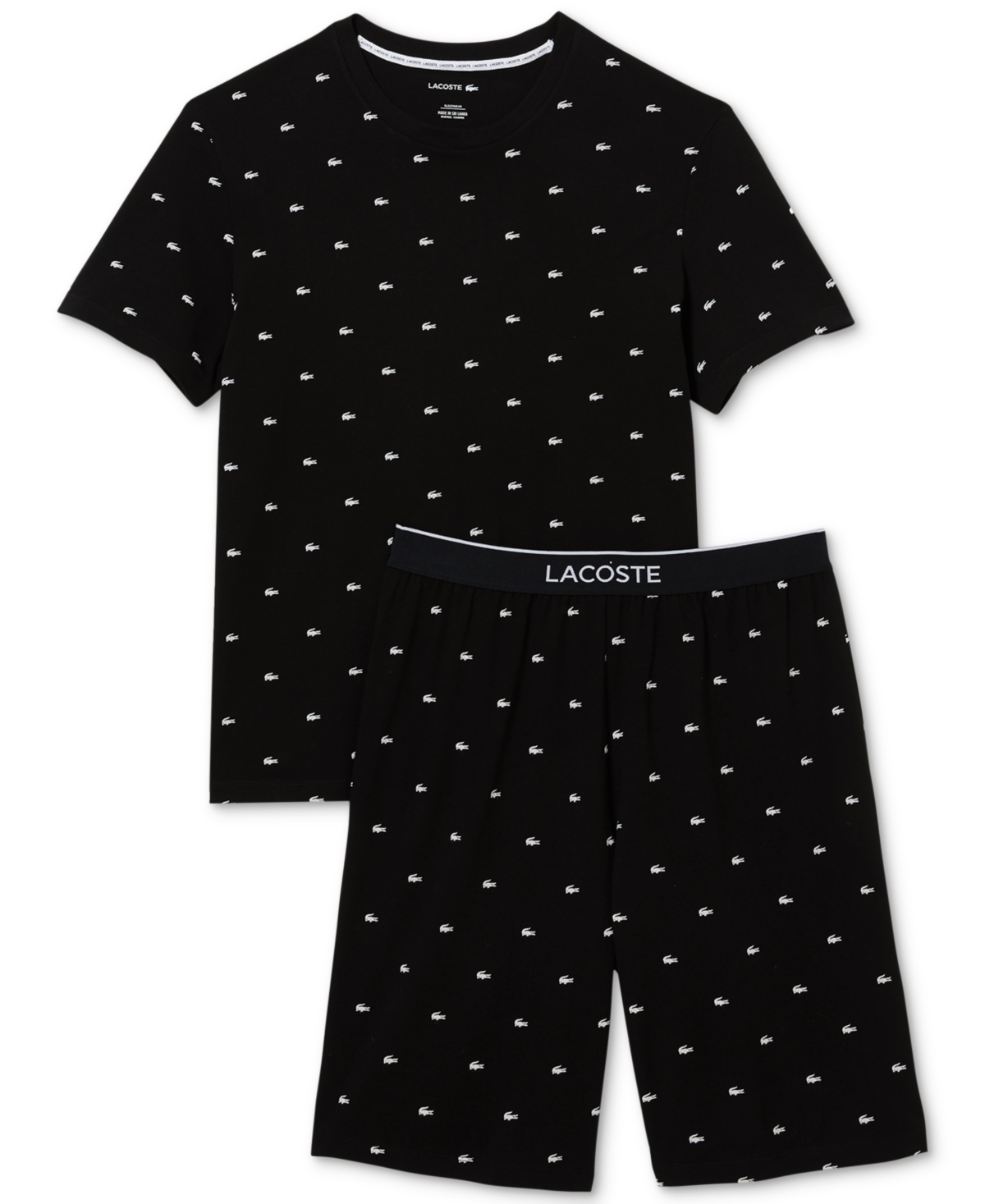 Lacoste Men's 2-Pc. T-Shirt & Shorts Pajama Set -white